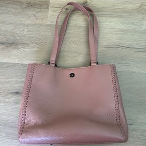 Dagne Dover Allyn Leather Tote Dusty Rose 12”x11.5”x5”